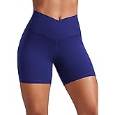 CRZ YOGA Butterluxe Crossover Biker Shorts 5" - Criss Cross High Waisted Workout Yoga Buttery Soft Womens