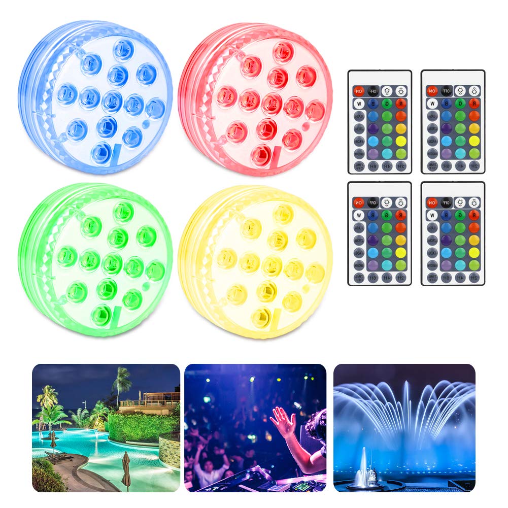 Etmury Submersible LED Lights,Multicolor RGB 13-LED Lights Waterproof Underwater Light LED Base for Vase Base,Aquarium, Pond, Garden, Fish Tank,Home Party, Decoration Lights