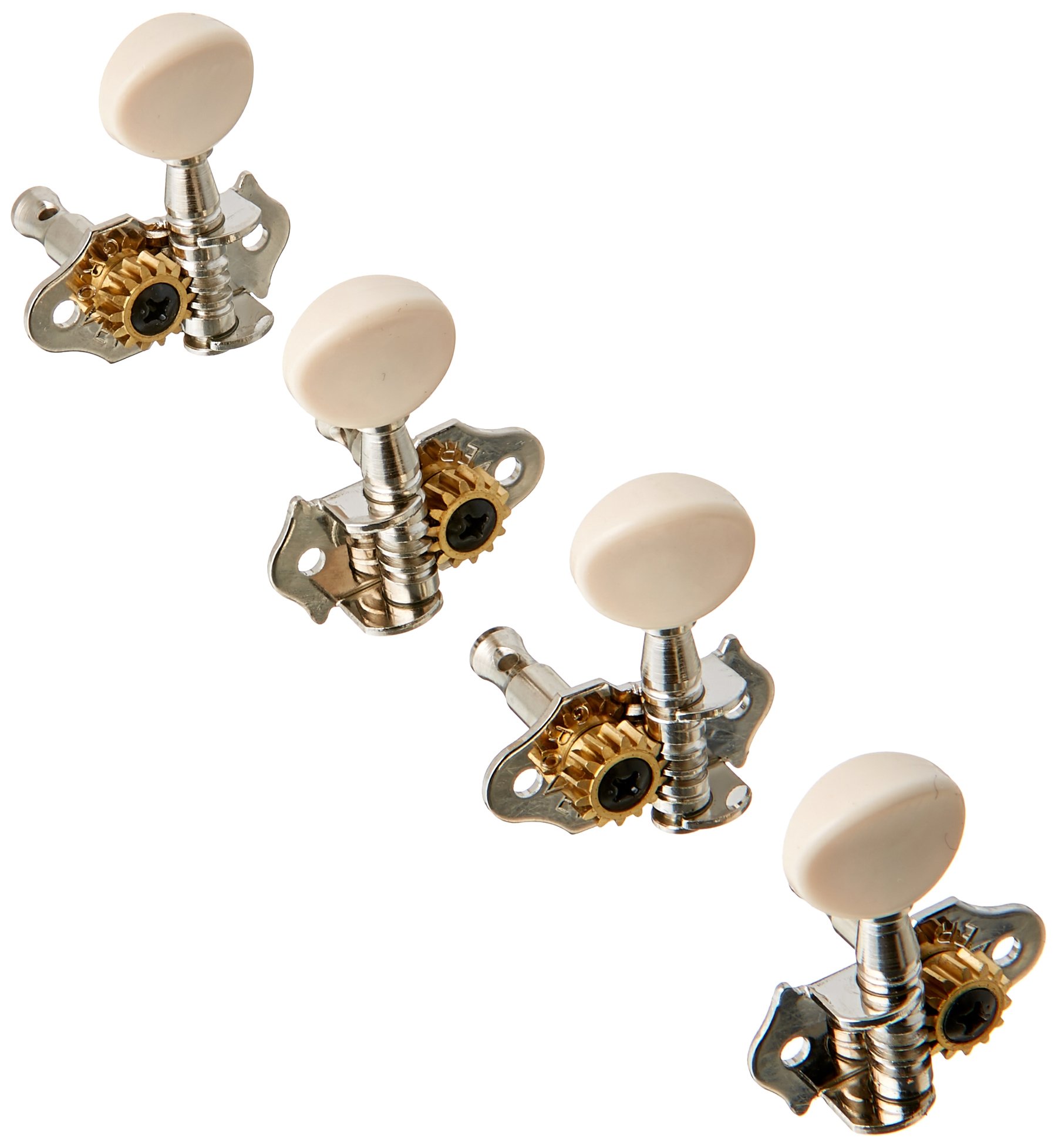 Grover 9NW Sta-Tite Ukulele Tuners, Nickel with White Buttons