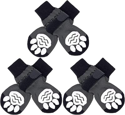 Dog Socks 3 Pairs Anti-slip Paws Stop Licking XL Black