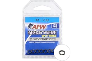 AFW American Fishing Wire Mighty Mini Stainless Steel Split Rings, 3 Times Stronger Than Brass, Superior Holding Power for Fisherman and Outdoorsman - 100pcs in Bright Stainless Steel and Gunmetal Black