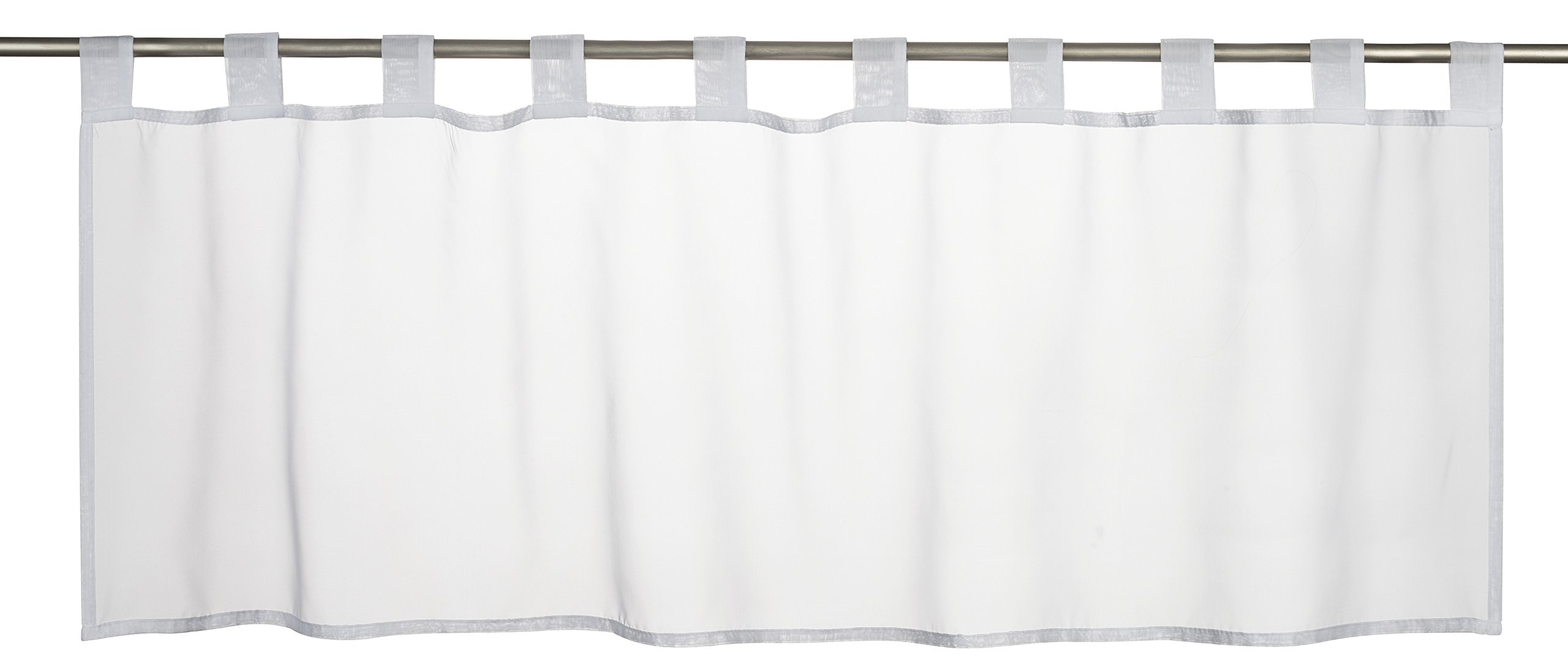 Elbersdrucke 196073 Bistro Curtain, Basic 00, White, Transparent, 48 x 140 cm, Short Curtain for Kitchen, Living Room, Bathroom, Kitchen Window, Privacy Screen, Privacy