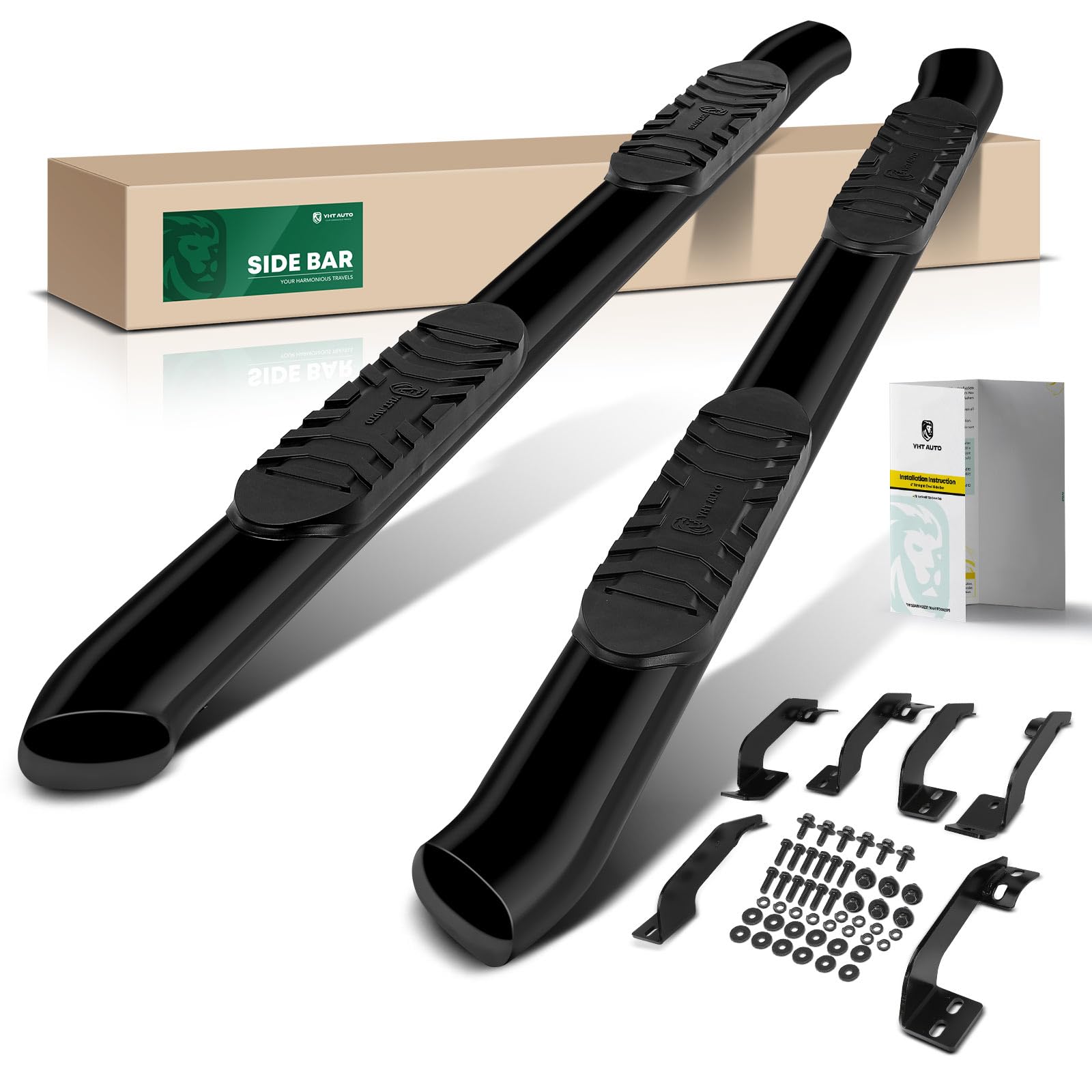 Photo 1 of YHTAUTO 5 Inch Running Boards Side Steps Fit Toyota Tundra 2007-2021, Extended Cab, Oval Bent Ends Carbon Steel Black Powder, Truck Cab Side Step Rails Off-Road Exterior Accessories, Set of 2