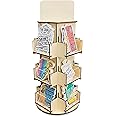 Rotating Display Stand, 3 Tier Wooden Organizer, 4-Sided Display Rack, 360 degree Spinning Multi-Pocket Tabletop Display Stand for Coasters, Stickers, Retail, Showcase, Tradeshow, 17”H, Natural