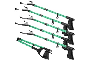 ZEYUNE 6 Pack Grabber Reacher Tool for Elderly, 32 Inch Foldable Pick Up Stick Trash Grabber Long Handy Mobility Aids Lightweight Reaching Tool Claw Stick Arm Extension Litter Picker (Green) (Green)