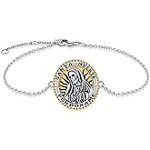 YAFEINI Santa Muerte Bracelet 925 Sterling Silver Death Charm Jewelry For Women