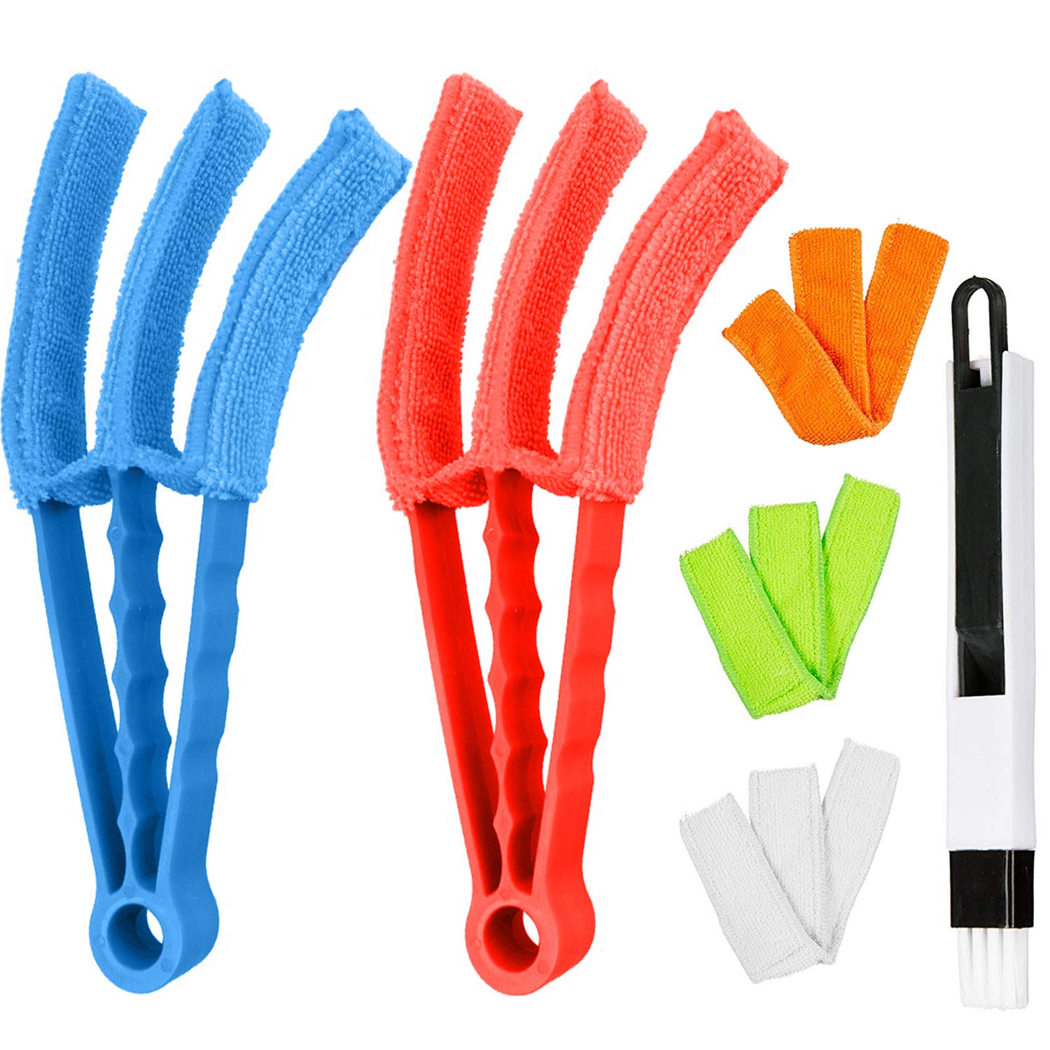 Yalbdopo Triple Venetian Blind Cleaner - 2Pcs Removable Washable Window Blind Duster Brush Cleaner Tool with 5 Microfibre Sleeves for Blinds, AC, Car Vent - Bonus Includes 1 Dustpan Cleaning Brush