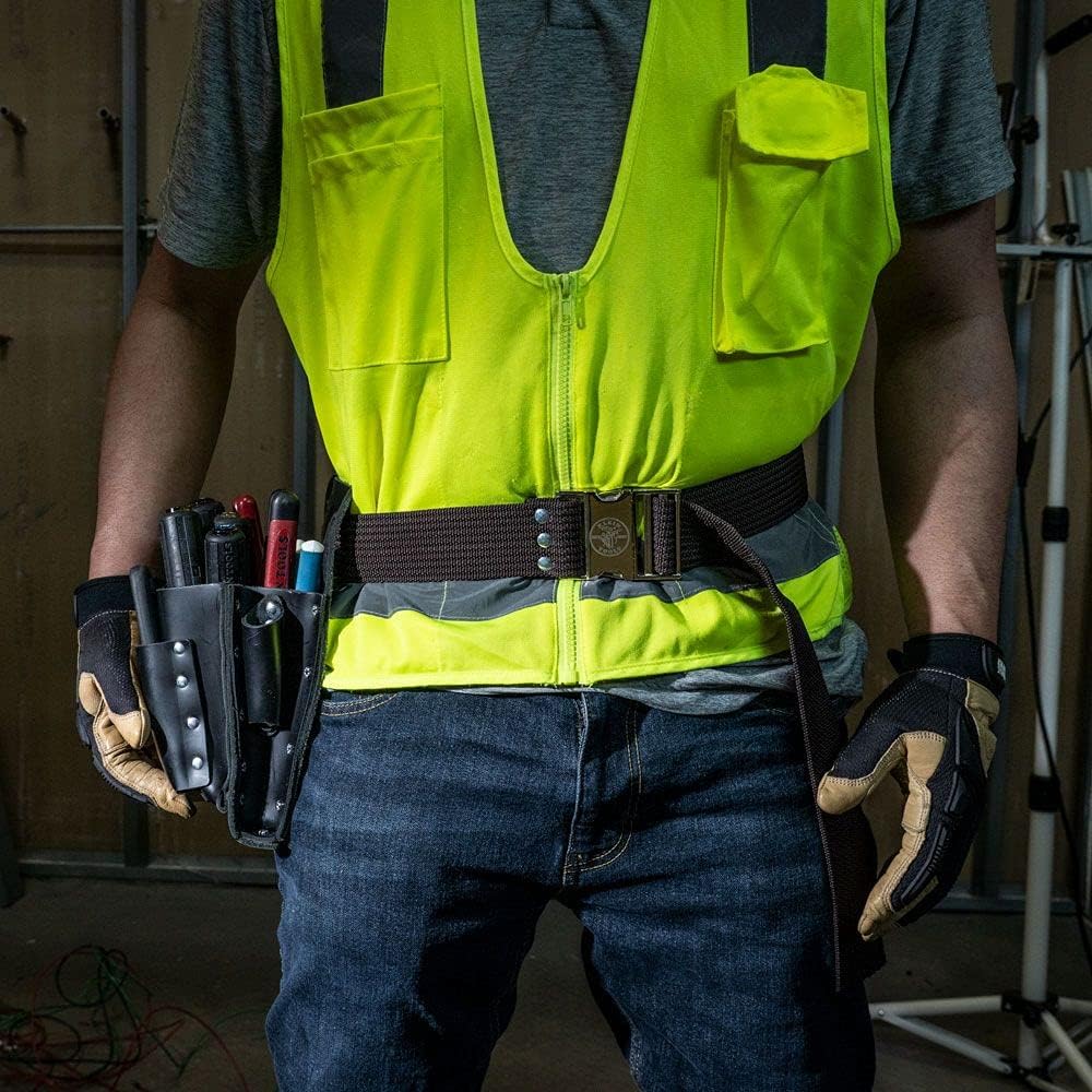 Klein Tools 5225 Tool Belt, Adjustable Electrician Belt is 2-Inch Wide, Adjusts for 48-Inch Waist - Tool Bag Belt - 