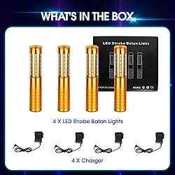 ZSSXOLED 4 PCS LED Strobe Baton Lights Rechargeable