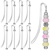 8 Pcs Beadable Bookmarks DIY Metal Bookmark Stainless Steel Modern Blank Bar Bookmark Craft Beaded Charm Gifts for Book Lovers Student Teacher