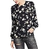 Rachel Roy Womens Dean Pullover Blouse, Black, Small