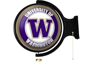 The Fan-Brand University of Washington Round Rotating Lighted Wall Sign - Football, Basketball & Baseball Wall Decor - College Sports Decor for Home, Office, Game Room, Fan Cave & Garage - USA Made