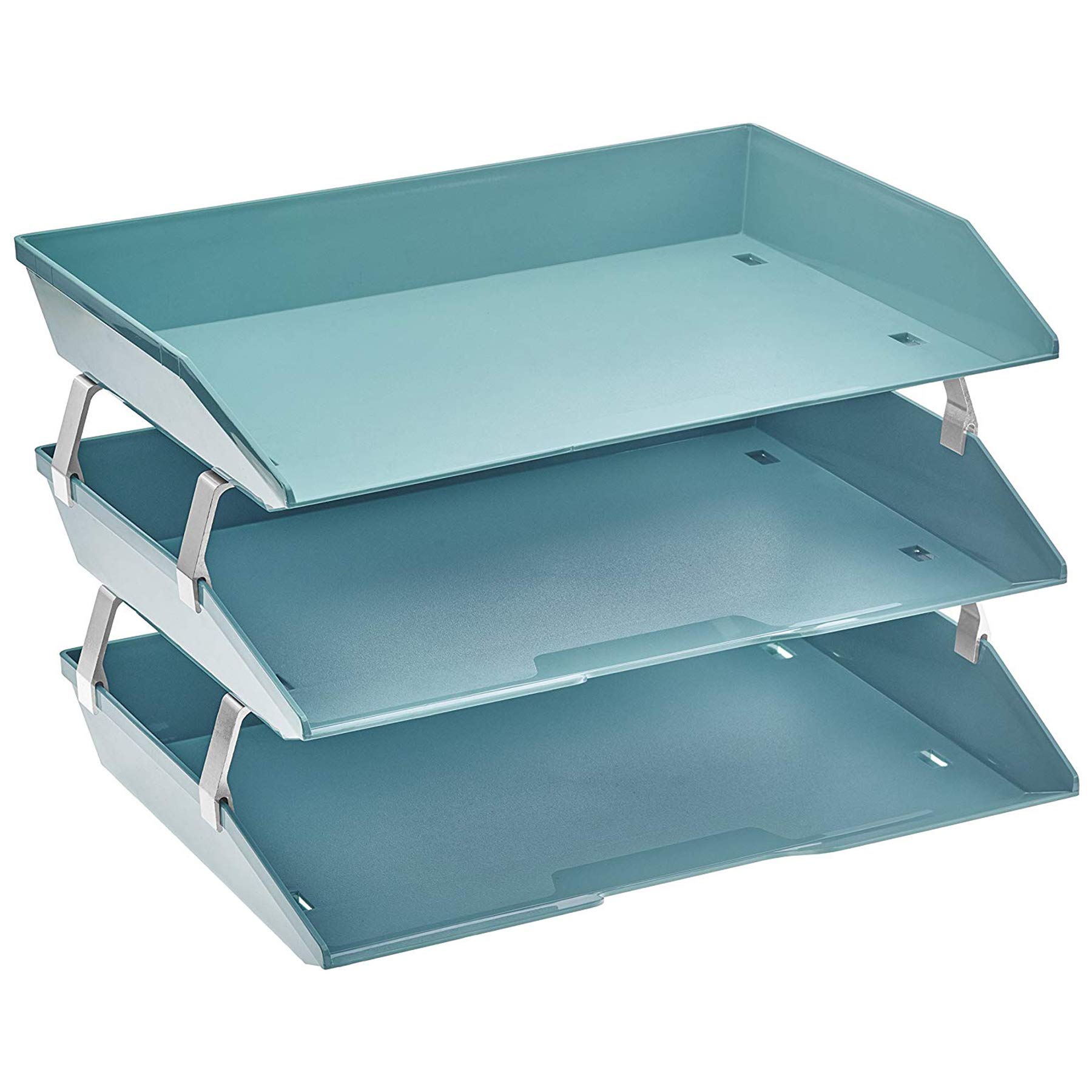 Acrimet Facility 3 Tier Letter Tray, Side Load, Letter Size/A4, Desktop File Organizer, Plastic (Solid Green Color)