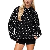 HOCANDY Women Polka Dot Hoodie Oversized Fleece Hooded Sweatshirt Long Sleeve Drop Shoulder Graphic Print Hoodies with Pocket