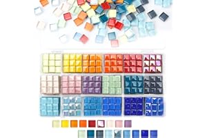 FUCEURY 900 pcs 2.2LB Glass Mosaic Tiles, 18 Colors 10mm Mosaic Glass Pieces with Storage Box, Transparent Mosaic Tiles for Crafts Bulk, Mosaic Supplies for Home Decoration, Art Crafts