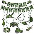 Army Birthday Party Decorations Camouflage Decoration Include Camo Banner and Military Theme Hanging Swirls Decor for Boys Girls Birthday Party Supplies