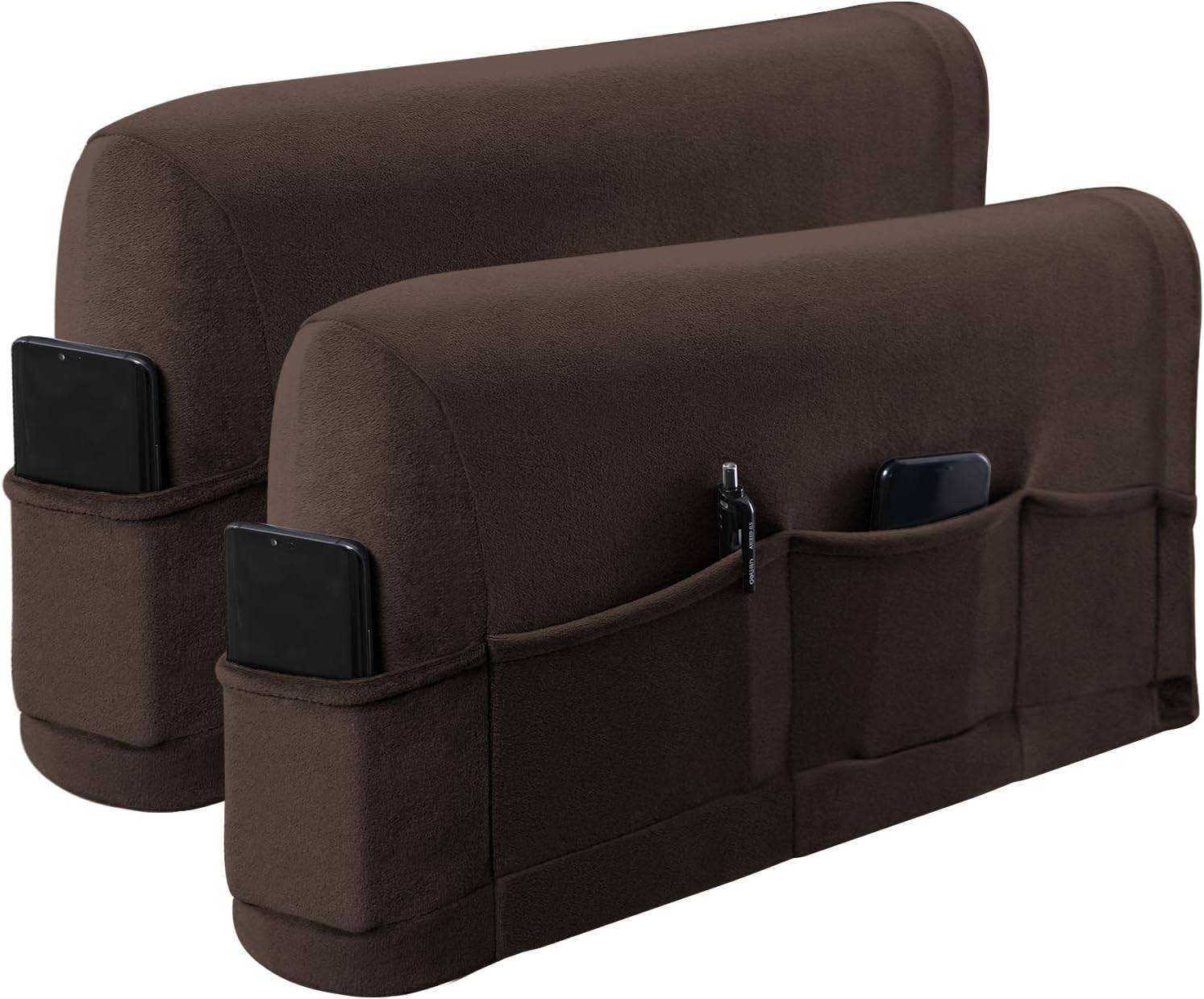 LUSHVIDA Velvet Sofa Armrest Covers - Non-Slip Waterproof Furniture Protector Armchair Slipcovers for Recliner with 3 Pockets, 2 Packs Left Arm: Kitchen & Dining