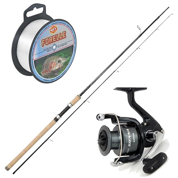 Abu Spinnrute mit Shimano Angelrolle & WFT Schnur Forellen Angelset komplett