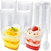 60 Pack Heart Shaped Dessert Cups with Lids and Spoons,5 oz Mini Plastic Dessert Shooter Cups,Clear Plastic Appetizer Cups for Valentine's Day,Party Appetizers,Ice Cream,Mousse,Pudding and Fruit