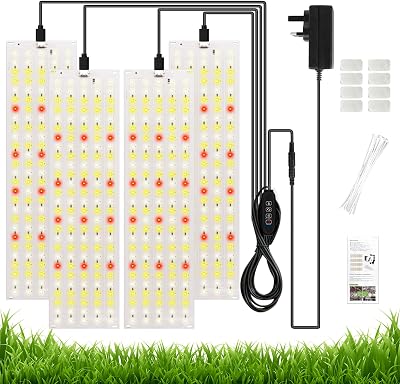 GERYLOVE 540 LED Full Spectrum Plant Light 4 Panels 3/9/12h Timer