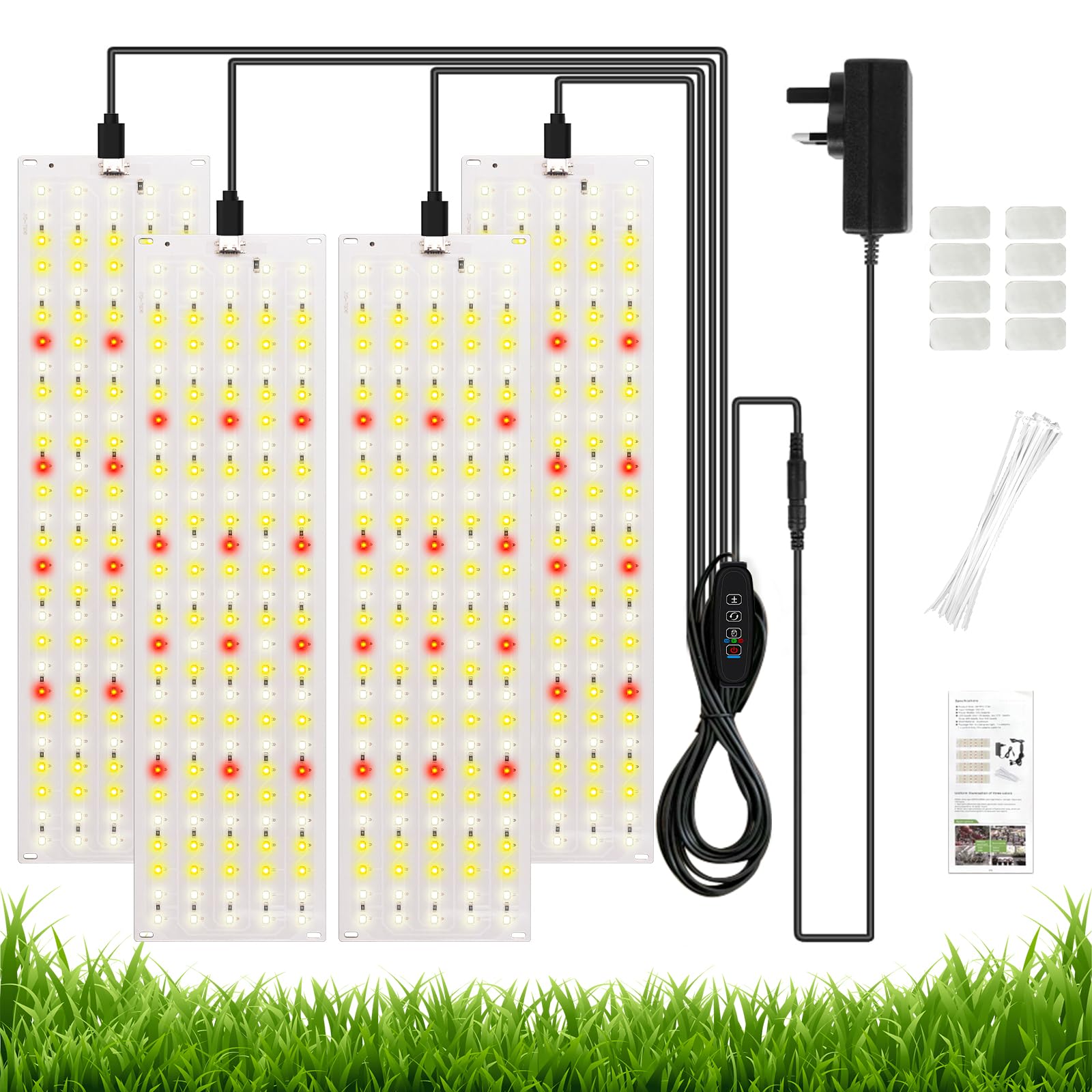 GERYLOVE 540 LED Full Spectrum Plant Light,3/9/12 Hour Intelligent Timing,4PCS Thin Panels for Free Combination,Full Scene Adaptation for Home/Business/Planting Enthusiasts