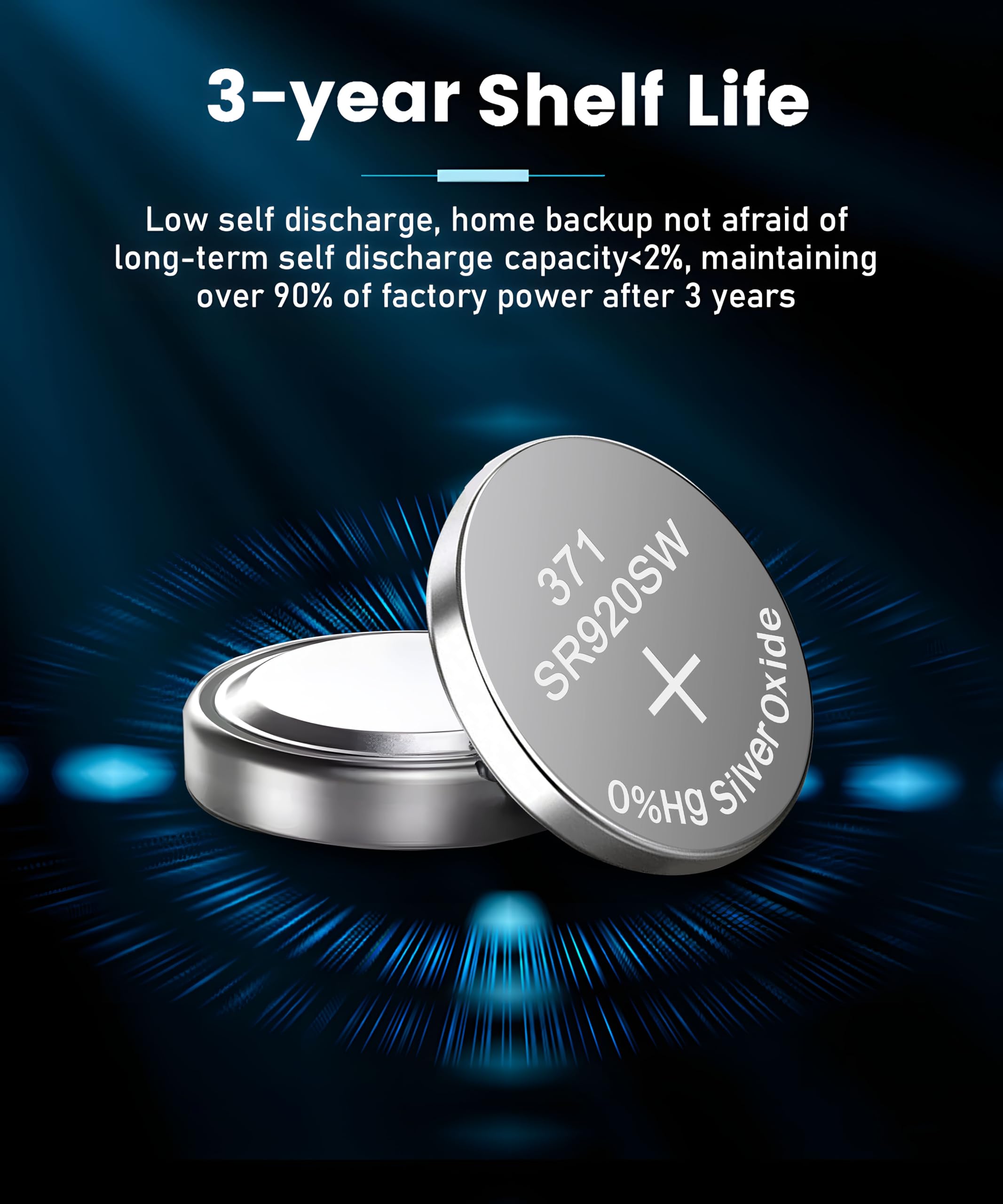 YKM 371 SR920SW Battery AG6 370 371 V371 1.55V Silver Oxide Batteries Replacement for Watch Button Coin Battery 20 Pack