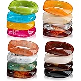 Liliaafar 16 Pcs Colorful Acrylic Resin Chunky Bangle Bracelets for Women, Irregular Punk Resin Bangle Geometric Cuff Wide Square Wristband Thick Acetate Statement Valentines jewelry Gifts Set