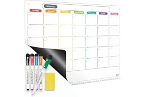 Magnetic Calendar for Fridge, Dry Erase Whiteboard Calendar Monthly Planner, 6-Week Layout, Easy to Clean, Extra-Thick Strong