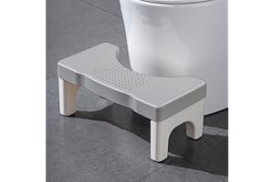 GLXPJU Toilet Stool Poop Stool for Adults and Children, 7" Portable Plastic Squatty Potty for Squatting Posture, Non-Slip Poop Foot Stool for Bathroom, Healthy Gift for Seniors and Kids, Easy to Wash(Grey)