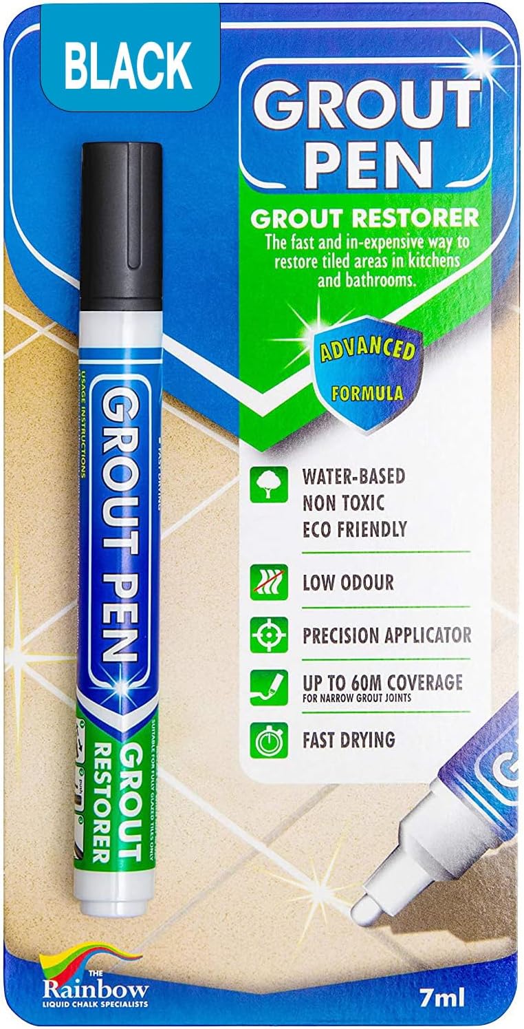 RAINBOW CHALK MARKERS LTD Black Grout Pen Restores Tile Grout Kitchen Bathroom