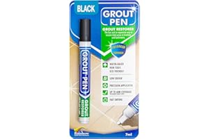 RAINBOW CHALK MARKERS LIMITED Grout Pen Black Tile Paint Marker: Waterproof Grout Paint, Tile Grout Colorant and Sealer Pen - Black, Narrow 5mm Tip (7mL)