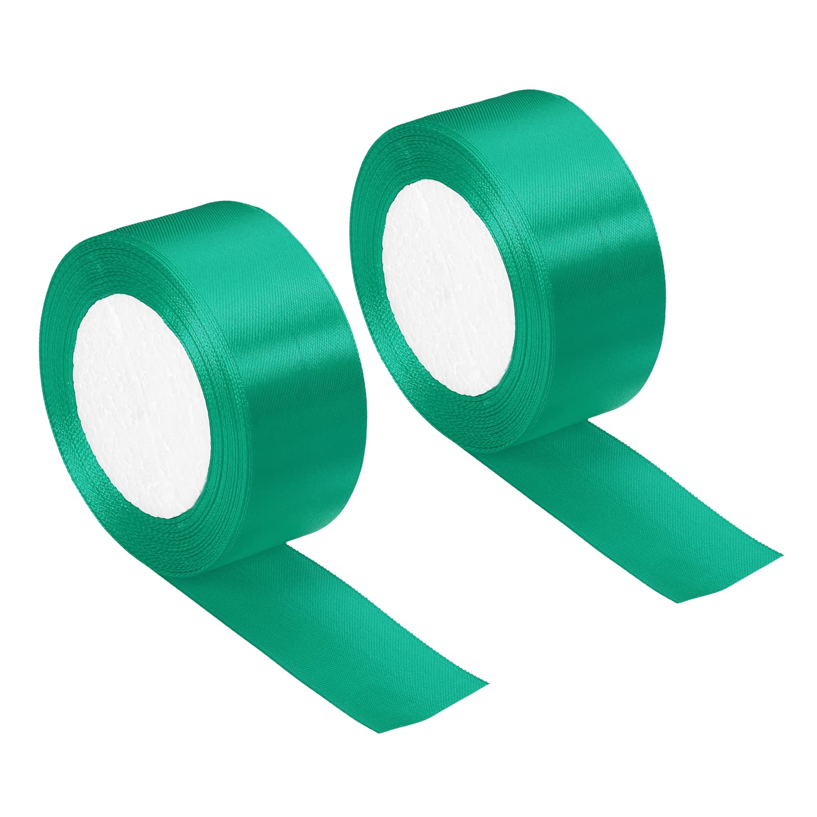 PATIKIL 1.5 Inch Wide 24 Yards Satin Ribbon, 2 Pack Double Face Solid Crafts Roll for Party Home DIY Wrapping Decoration, Cyan