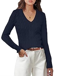 ANRABESS Womens Long Sleeve Cable Knit Sweater 2025