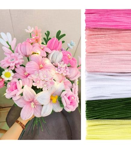 Kit Art Floral Woohome 200 Fils + 2 Rubans - Pour Bouquets Mariage, DIY Fleurs Artificielles