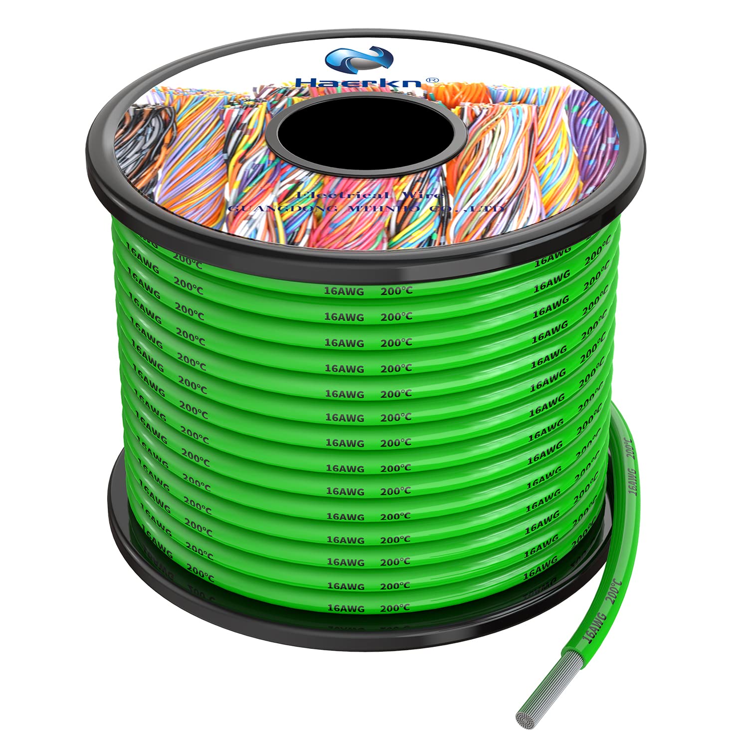 1.3mm² 16awg Silicone Electrical Wire Cable Green 15Meters 16 Gauge Hookup Wires kit Stranded Tinned Copper Wire Flexible and Soft High Temperature Resistance