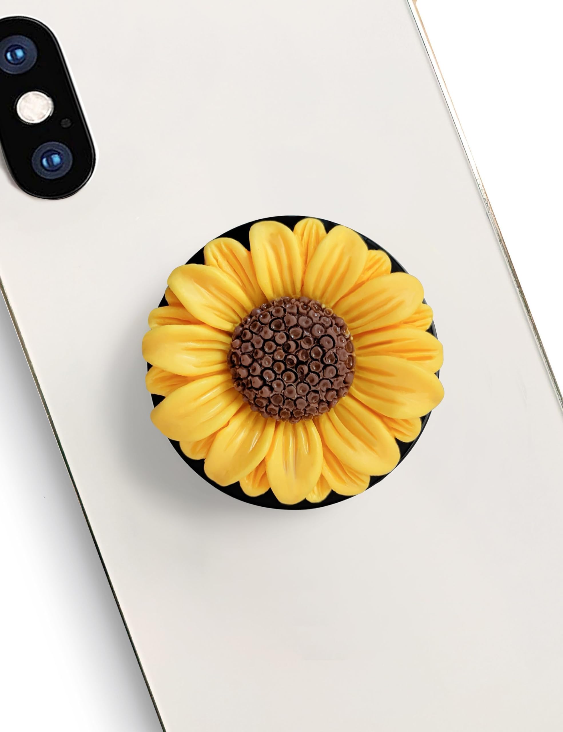 Sunflower and Black Mobile Phone Grip,Collapsible Expandable Cellphone Stand for Smartphone and Tablet -Yellow Flower