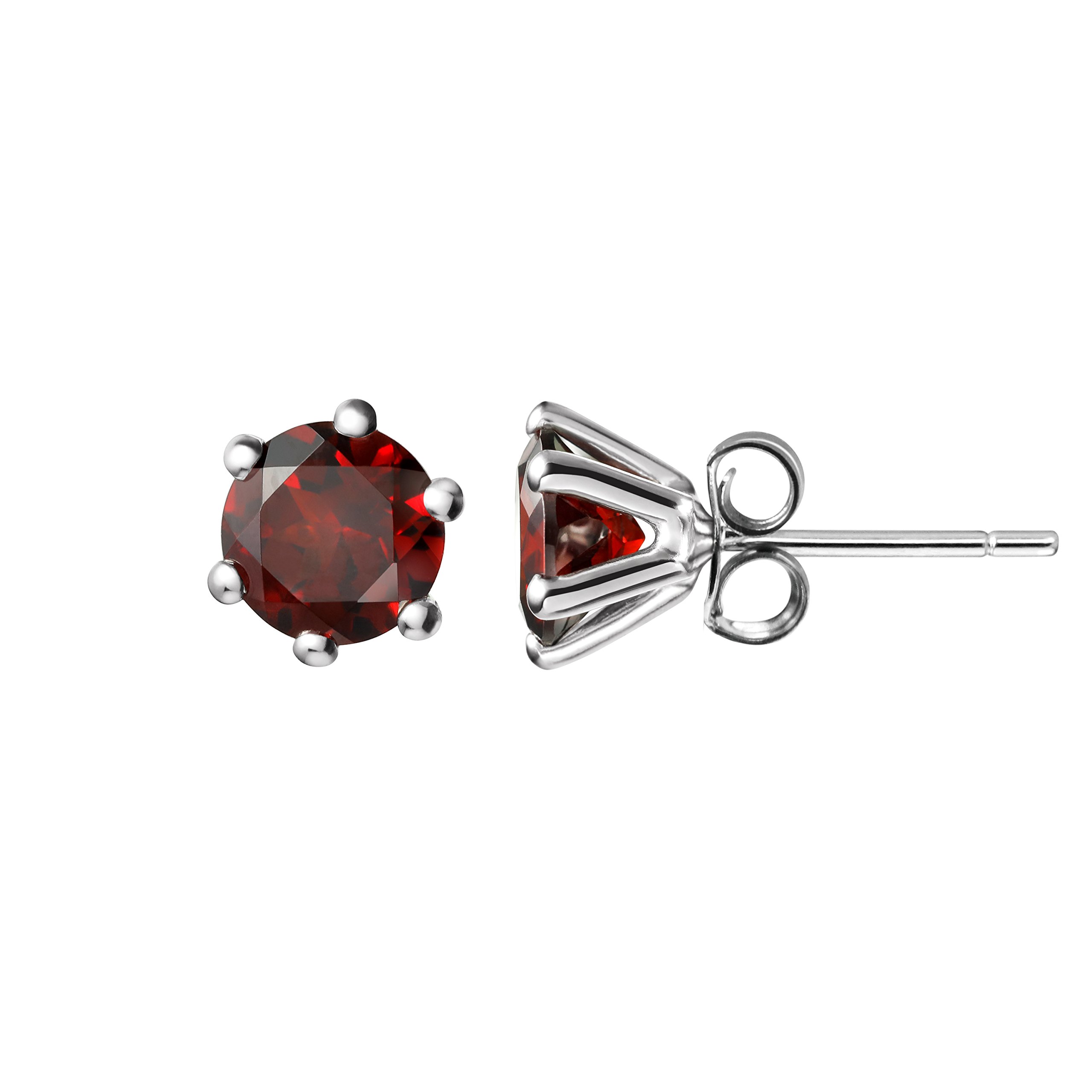 Franki Baker Sterling Silver & Beautiful Natural Garnet Gemstone Stud Earrings. 6mm