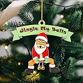 Funny Christmas Wooden Ornaments Jingle My Bells Female Humour Xmas Tree Holiday Party Decorations, Naughty Gag Funny Dirty Santa Gift Ideas for Adults Merry Christmas Home Decor