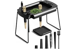 SafeDelux Foldable Wooden Rolling Tray Set with Cone Loader, Pre-Roll Machine & Smell Proof Tube - Rustic Black Single Hole