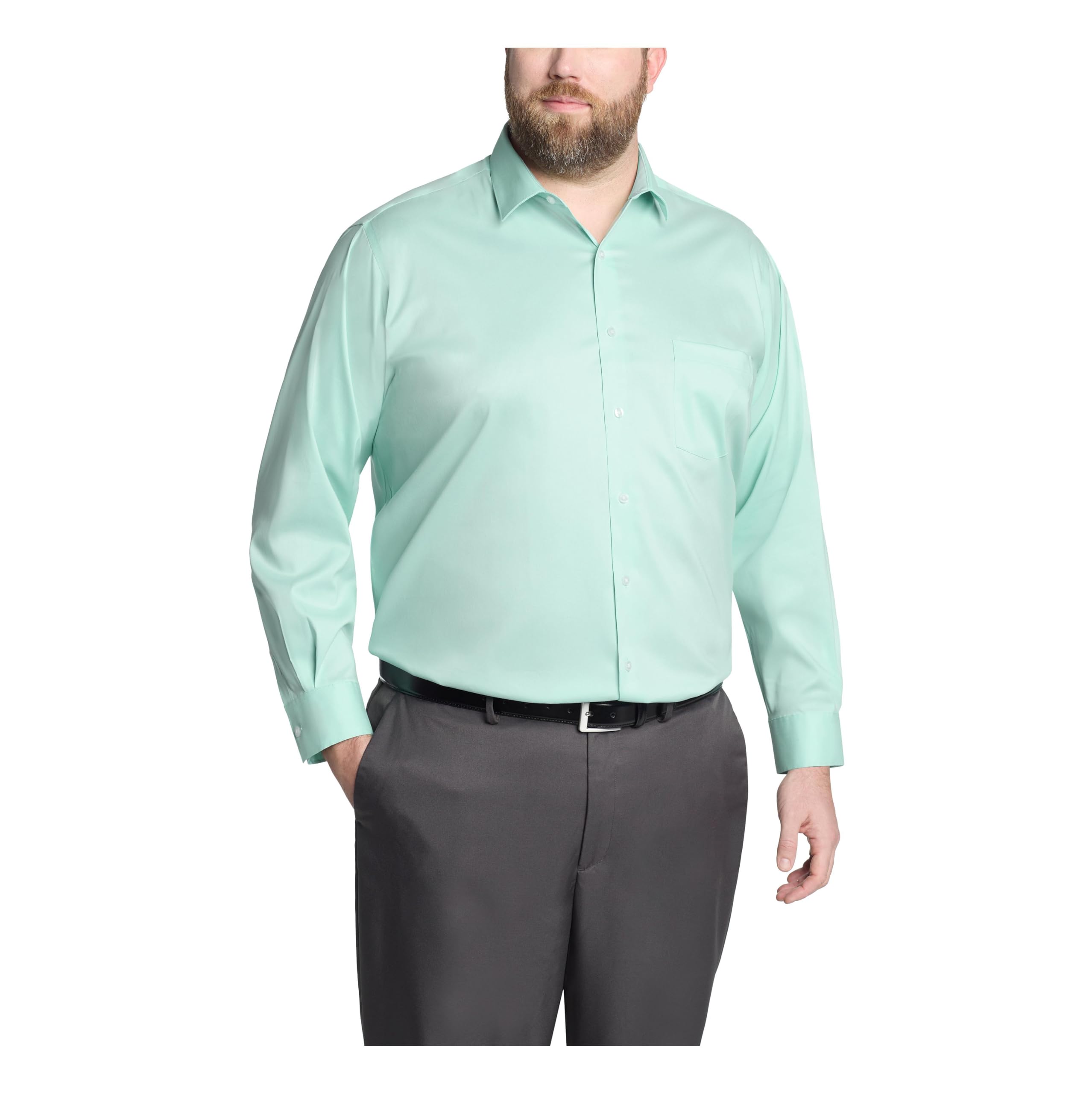 Van Heusen Men's Tall Fit Dress Shirt Ultra Wrinkle Free Flex Collar Stretch (Big and Tall) Mint Image