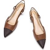 C.Paravano Women's Pointed Toe Slingback Flats | Comfort Heeled Sandals | Slip-On Flats | Perfect for Casual, Business, Party, Date