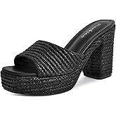 pinokino Heeled Platform Sandals for Women 2025 Chunky Espadrille Wedge Summer Beach Sandals Straw Slip On Shoes