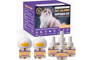 NAKESY Cat Calming Pheromone Diffuser Kit – 2 Plug-Ins & 4 Refills (48ml), Cat Anxiety & Stress Relief, Multi Cat Calming Diffuser, Reduces Fighting, Spraying, Scratching & Aggression, Drug-Free for All Cats