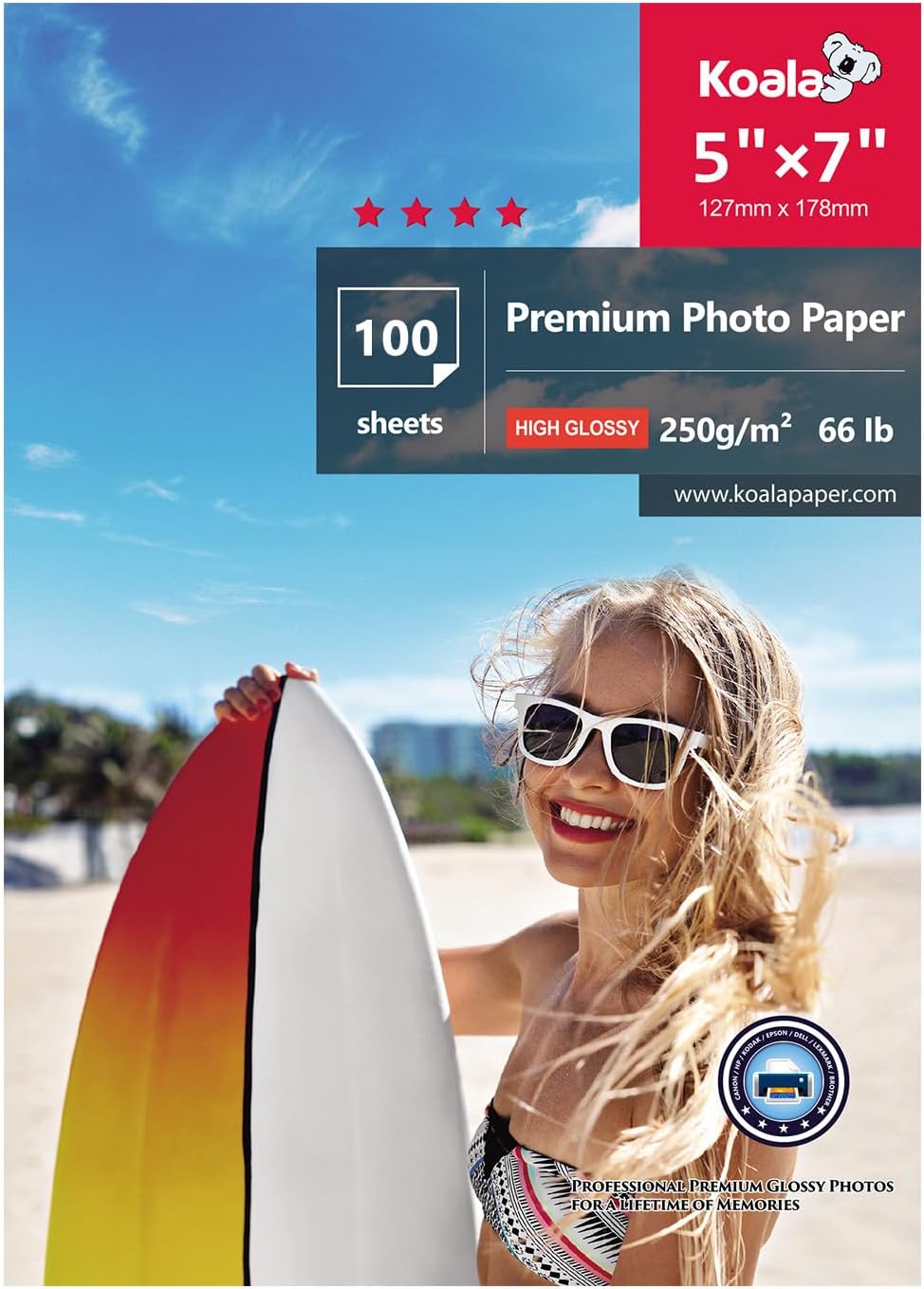 Koala Glossy Photo Paper 5x7 inch 250gsm 100 sheets Premium Resin Coated