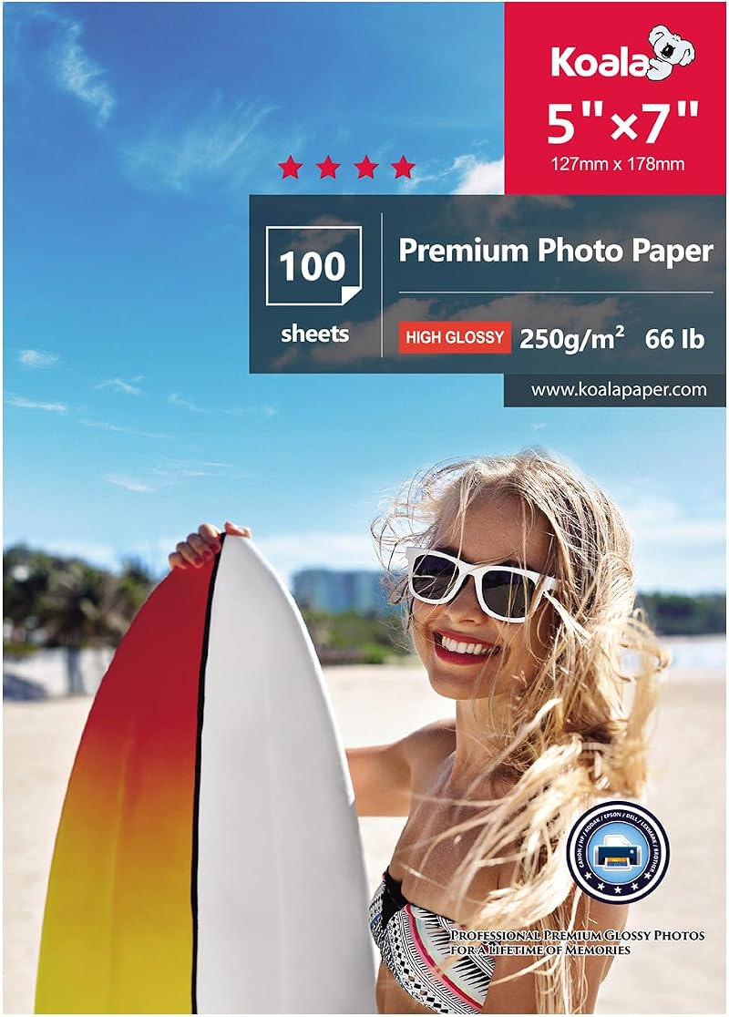 Koala Glossy Photo Paper 5x7 inch 250gsm 100 sheets Premium Resin Coated