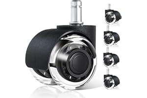 Office Chair Caster Wheels Replacement, 2 Inch Heavy Duty and Quiet Smooth Caster Wheels for Office Chair, BZOLIHEU Desk Chair Caster Wheels for All Floor or Carpet, Universal Fit(11x22 mm), Set of 5