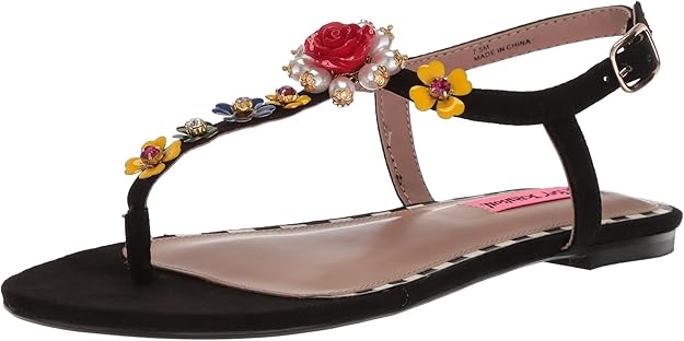 betsey johnson esmee floral flat sandals