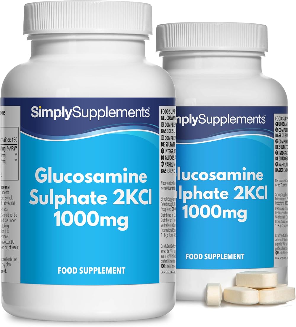 Simply Supplements Glucosamine Sulphate 2KCl 1000mg One a Day 360 Tablets UK GMP