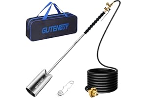GUTENGUY Portable Propane Torch Burner Weed Torch with Storage Bag, High Output 900,000 BTU Blow Torch with 10FT Hose and Flint Striker, Heavy Duty Flame Weeder for Garden Wood Roofing Snow Road Charcoal