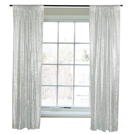 Yzeo 2ftx8ft Silver Shimmer Sequin Curtain Fabric Photography